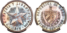 Cuba 1915 AR 20 Centavos PR-64 NGC - Proof Coin