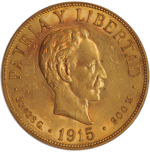 Cuba Gold 20 Pesos 1915 AU-58 PCGS - Coin