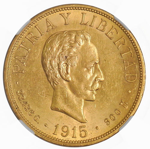 Cuba Gold 20 Pesos 1915 AU-58 NGC Wings - Coin