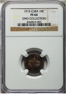 Cuba Republic Proof 10 Centavos 1915 PR-64 NGC - Proof Coin