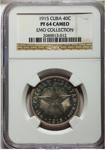 Cuba Republic Proof 40 Centavos 1915 PR-64 Cameo NGC - Proof Coin