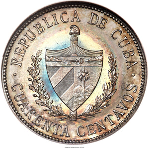 Cuba Republic Proof 40 Centavos 1916 PR-63 NGC - Proof Coin