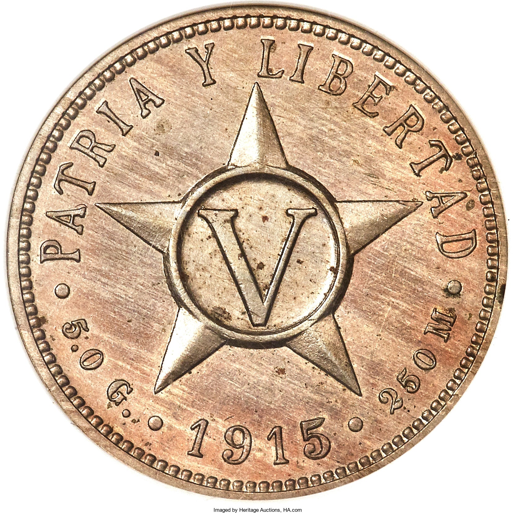 Cuba Republic Proof 5 Centavos 1915 PR-64 NGC - Proof Coin 