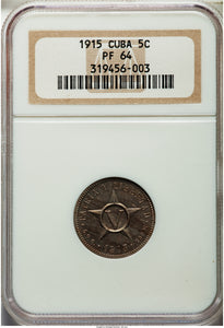 Cuba Republic Proof 5 Centavos 1915 PR-64 NGC - Proof Coin