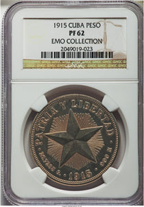 Cuba Republic Proof Star Peso 1915 PR-62 NGC - Proof Coin