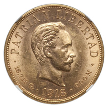 Gold 10 Pesos Cuba 1916 MS-61 NGC - Coin
