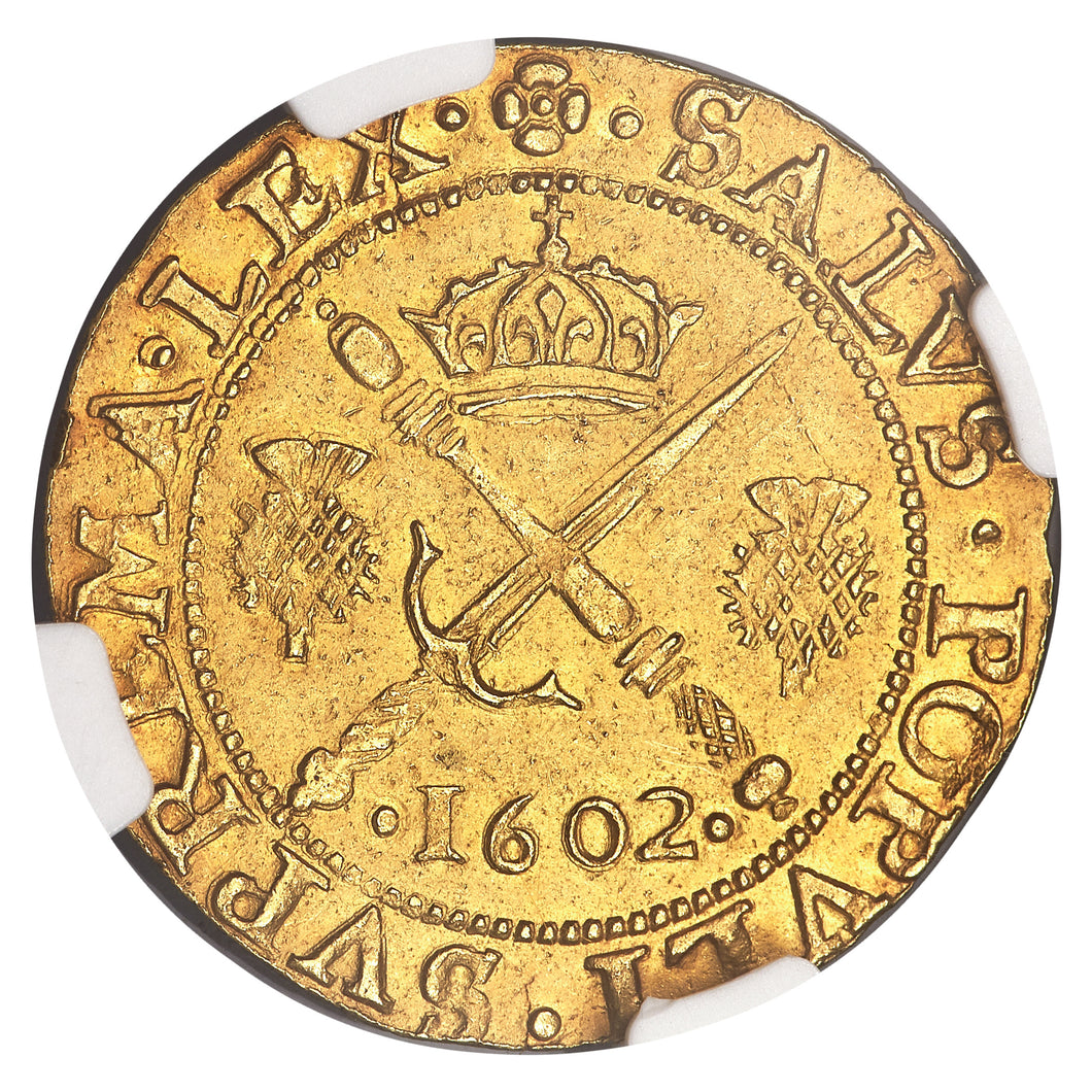 RARE! Gold Sword and Scepter Scotland James VI 1602 MS-61 NGC - Coin