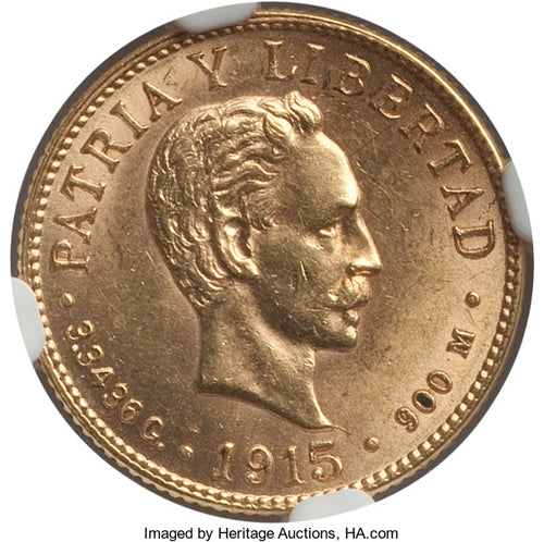 Gold 2 Pesos Cuba 1915 MS-62 NGC - Coin