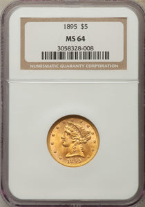 Gold $5 United States 1895 MS-64 NGC - Coin