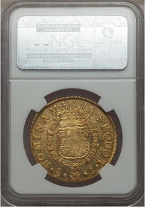 Gold 8 Escudos Chile 1751 Ferdinand VI SO-J AU-55 NGC - Coin