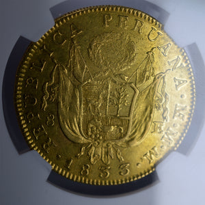 Peru - Gold 8 Escudos 1833-LIMA MM AU-55 NGC - Coin