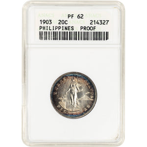 Silver 20 Centavos 20C Philippines Proof 1903 PF-64 ANACS - Coin