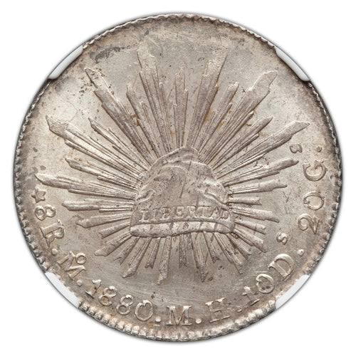 Silver 8 Reales Mexico 1880 Mo-MH MS-62 NGC - Coin