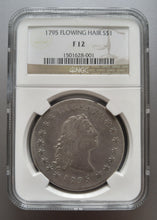 RARE! Silver Early Dollar 1795 Flowing Hair US F-12 NGC - Coin