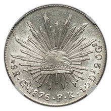 Silver 8 Reales Mexico 1876 Go-FR MS-64+ NGC - Coin