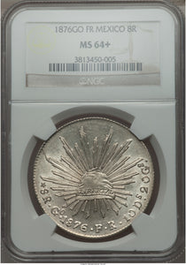 Silver 8 Reales Mexico 1876 Go-FR MS-64+ NGC - Coin