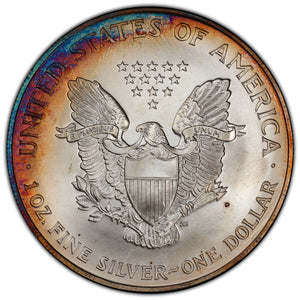 Rainbow! Key Date! 1996 Silver Eagle - MS-68 PCGS