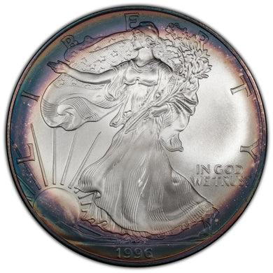 Rainbow! Key Date! 1996 Silver Eagle - MS-69 PCGS