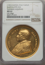 VATICAN CITY - Pius XI gold "Canonization of St. Thomas Aquinas" Medal Anno II (1923) by Aurelio Mistruzzi MS62 NGC