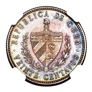 Cuba 1915 AR 20 Centavos PR-64 NGC - Proof Coin