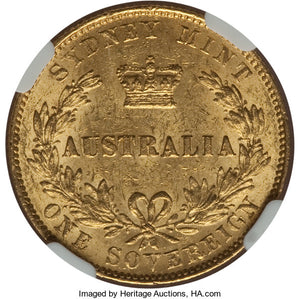 Australia - Victoria gold Sovereign 1864-SYDNEY MS61 NGC