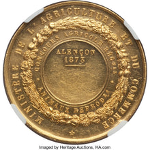 France - Republic gold Alencon Agricultural Prize Medal 1873 AU58 NGC