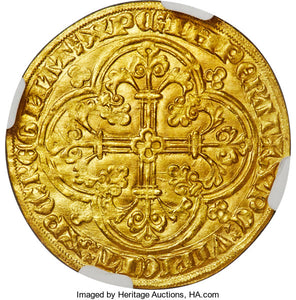 RARE! Belgium - Flanders - Louis II de Mâle (1346-84) gold Franc à cheval (Gouden Rijder) ND (1346-1384) MS65 NGC - Coin