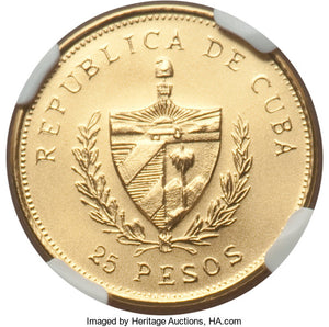 Cuba - Republic gold 25 Pesos 1988 MS67 NGC