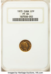 Cuba - Republic gold Proof Peso 1915 PR64 NGC