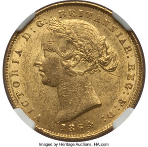 Australia - Victoria gold Sovereign 1864-SYDNEY MS61 NGC