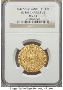 France - Charles VII (1422-1461) gold Ecu d'Or ND (1436-1457) MS63 NGC
