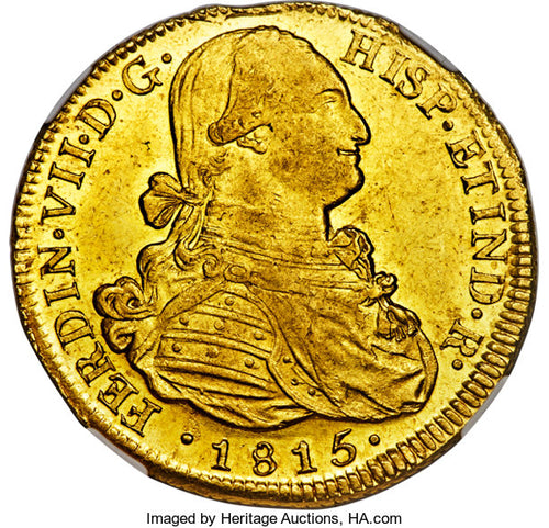 Chile - Ferdinand VII gold 8 Escudos 1815 So-FJ MS61 NGC