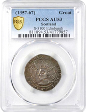 1357-1367 Scotland Groat - Edinburgh Mint - David III - AU-53 PCGS - Silver AR Coin